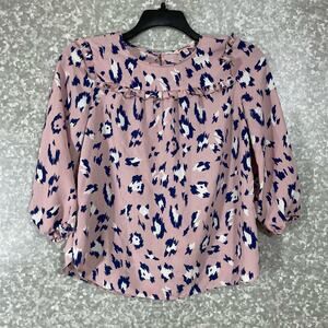 Juicy Couture Women's Pink Leopard Print Peasant Blouse - Size XS - Boho Chic